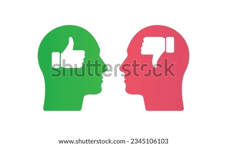 Two men heads with thumb hands.on white background.Vector Design Illustration.