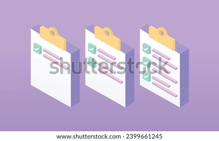 3d Task management checklist, efficient work, project plan, fast progress, level up concept, assignment and exam.on pastel background.3d handmade.3d vector icon for technology,business illustration.