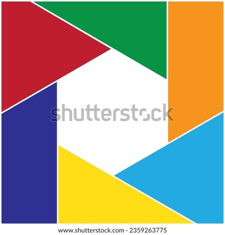 Colorful shutter aperture outline. Abstract background or frame with photographic theme.Camera shutter on colorful background,vector illustration