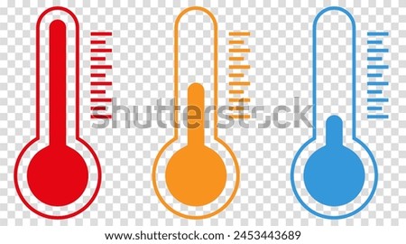 Temperature color icon set. Weather symbol isolated on transparent background
