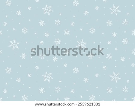 Christmas seamless pattern with snowflakes on a mint green background. Simple winter background design