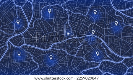 Gps map navigation to own house. City top view. View from above the map buildings. Detailed view of city. Decorative graphic tourist map. Abstract transportation background. Vector, illustration.