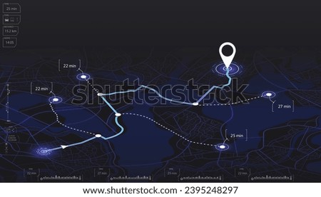 Isometric Gps, graphic tourist map of territory. Smartphone map application. App search map navigation. Fragments of city. Futuristic route dashboard gps map tracking. Vector illustration,