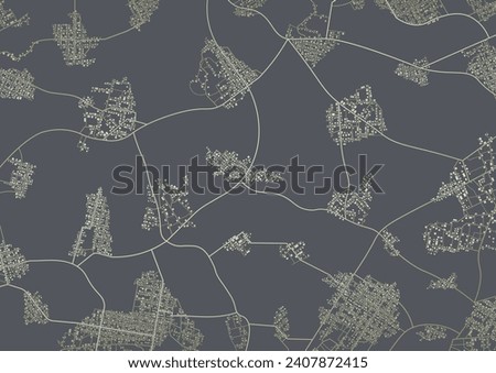 Top, aerial or bird's eye view of modern city. Abstract navigation plan of huge urban area. Generic city map with signs of streets, roads, house. Colored flat, editable vector illustration