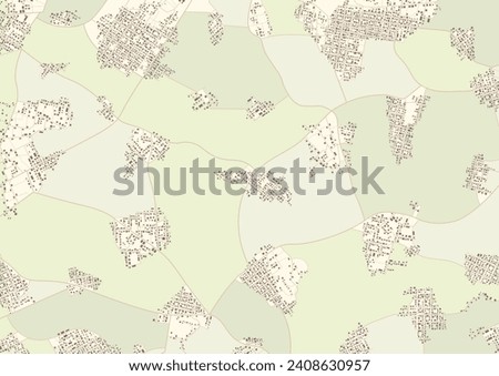 Abstract navigation plan of huge urban area. Generic city map with signs of streets, roads, house. Top, aerial or bird's eye view of modern city. Colored flat, editable vector illustration