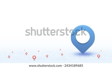 Map with points of interest, red and blue points. City urban roads and streets abstract map downtown district map. Vector illustration