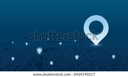 Electric charging nearby your point on map, search on map for charger. Location mark on gps navigation isometric map. Vector illustration on blue background