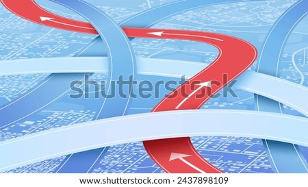 City urban roads and streets abstract map downtown district map. Large abstract roads, gradient lines intersect in various directions. Multiple roads. Vector, illustration.