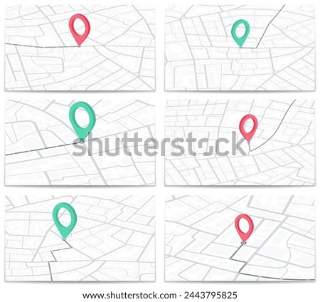 Set of backdrops map. Abstract background. View from above. Navigate mapping technology for distance data. Editable vector illustration