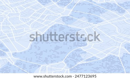 Generic city map with signs of streets, roads and river. Abstract navigation plan of urban area. Simple scheme of city. Colored flat, editable vector illustration