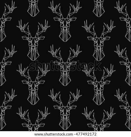 deer pattern on black background vector seamless texture magic