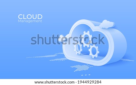 3d Cloud computing service management. Digital technology background. Vector art illustration