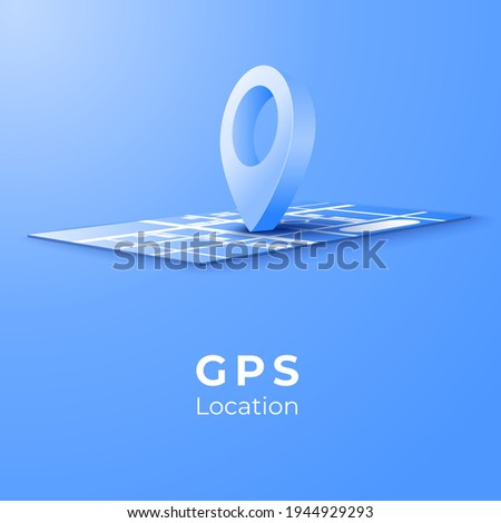 Navigator pin location checking global world map background. Locator position point. 3d perspective vector art illustration
