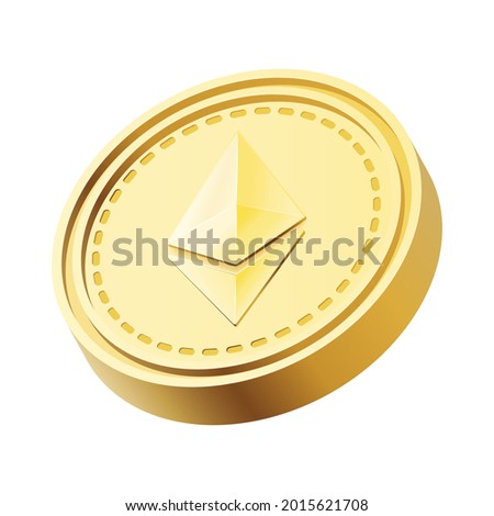 3D isometric cryptocurrency concept. Digital money ethereum coin futuristic concept. Vector art illustration.