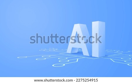 3D artificial intelligence with circuit electric background. Digital futuristic big data visualization and machine learning. vector banner art illustration.