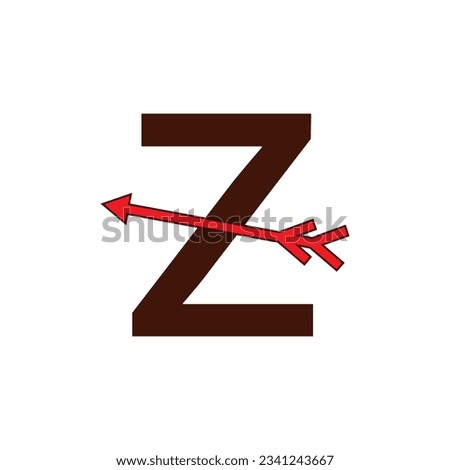 a red arrow pointing to the letter z