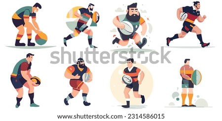 A set of rugby flat vector illustration design