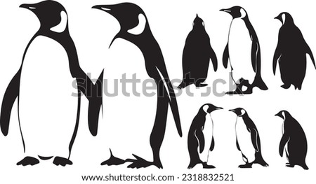 A set of black penguin vector collection