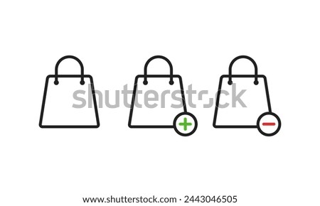 Shopping bag add and remove icon vector design collection