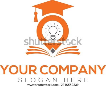 Creative education logo design with graduation cap and knowledge of bulb.