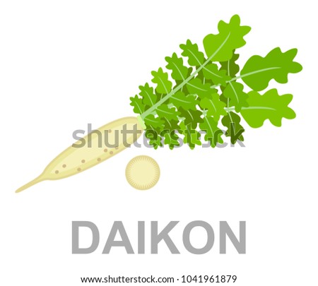 icon Daikon whole and in section