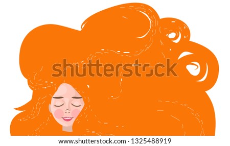 miling young girl with long flowing red hair