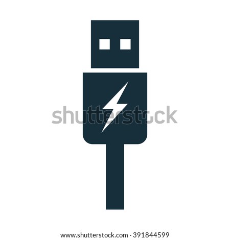 usb charging plug icon on white background