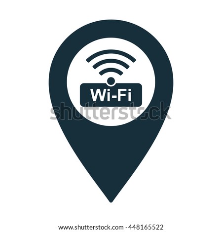 wi-fi point location icon on white background