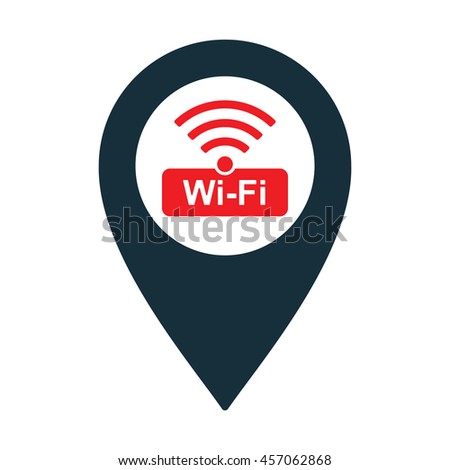 wi-fi point location icon on white background