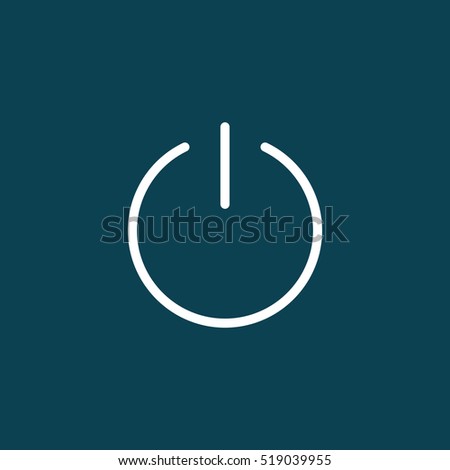 thin line power switch icon on blue background