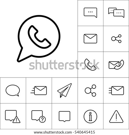 thin line whatsapp icon on white background, communication set