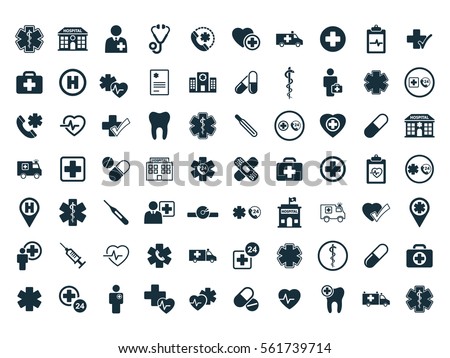medical icons set on white background
