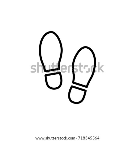 line shoeprint icon on white background