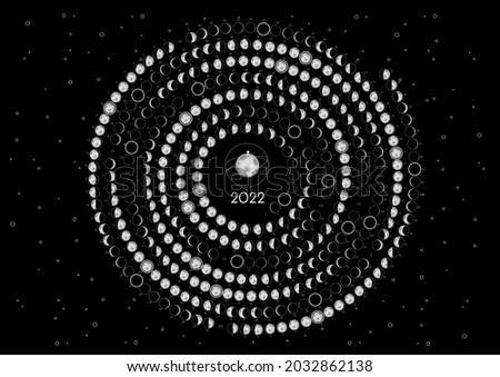 Moon Calendar 2022 Northern Hemisphere Black rounded