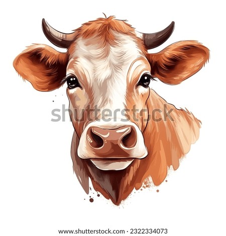 Image, Stock Photo young brown cow calf lies in the straw