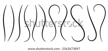 Set of Swoosh vector hand drawn lettering underlines lines. Swoosh elements, and swoop underline typography tails shape in flat styles. Curved element lines