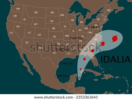 Tropical Storm Idalia in the Gulf of Mexico. Hurricane Idalia. Vector illustration. EPS 10