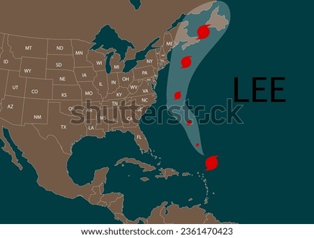 Hurricane Lee. Hurricane Lee toward America. Vector illustration. EPS 10