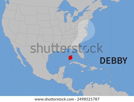 Hurricane Debby moved to Florida. Vector illustration