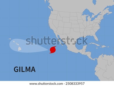 Hurricane Gilma moved to USA. Vector illustration. EPS 10