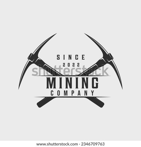 mining logo line art vintage vector illustration template icon graphic design