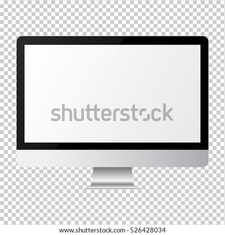 Imac style screen monitor for computer on transparent background