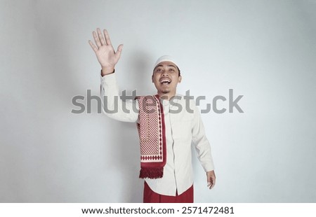 Similar – Image, Stock Photo Calling someone. Like this gorgeous girl dressed in a shiny dress. At the hotel. While getting comfy in white sheets.