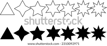 Point stars icon set isolated on white background