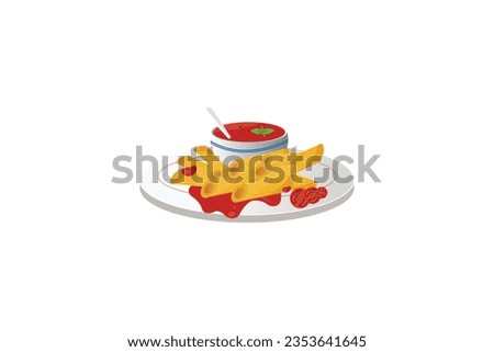 Free vector penne pasta with tomato sauce illustration