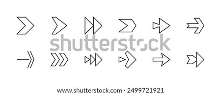 Arrow and Chevron icon collection. Different arrow symbol, direction, navigation, triangular, directional, dual arrow and more. Editable stroke. Pixel Perfect. Grid base 32 x 32.