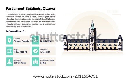 The Heritage of Parliament Buildings, Ottawa Design-Vector Illustration