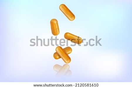 Turmeric (curcumin) ayurvedic herbal medicine capsules vector illustration