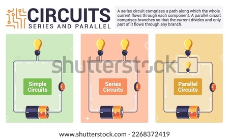 Parallel and Series - electric circuits experiment Vector illustration design