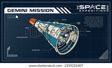 Gemini Mission Pioneering Human Spaceflight - Historic NASA Program that Laid the Foundation for Lunar Exploration -A Space Expedition Series Infographics Vector Illustration design